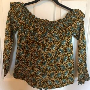 J. Crew Off the Shoulder Button Down Shirt